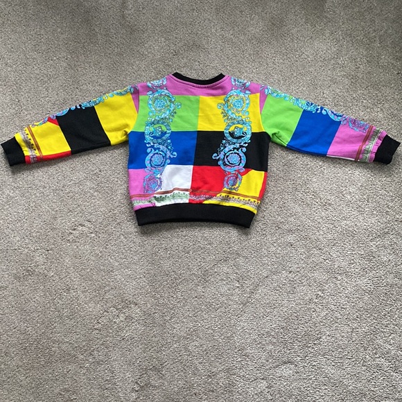 Young Versace Baroque Multi Color Sweater size 8 kids in worn once. - Picture 5 of 8